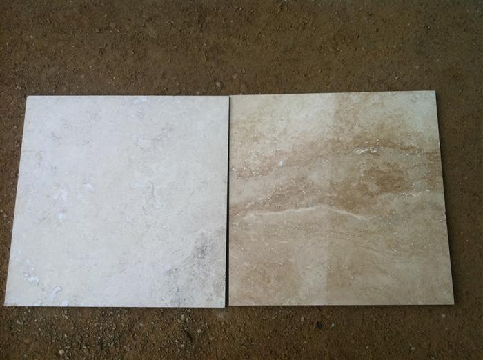 Here is a before and after picture of how we can polish your travertine floors.