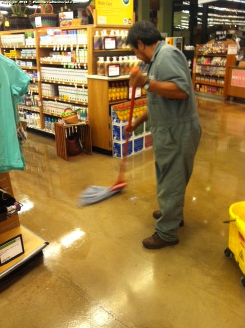 Scrub and wax nice n shiny put back mats, carts , tables and chairs 