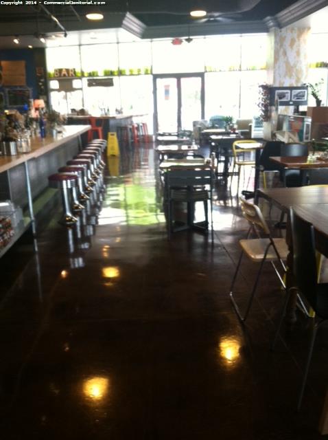 Floors where swept, mopped, buffed and looking there best 