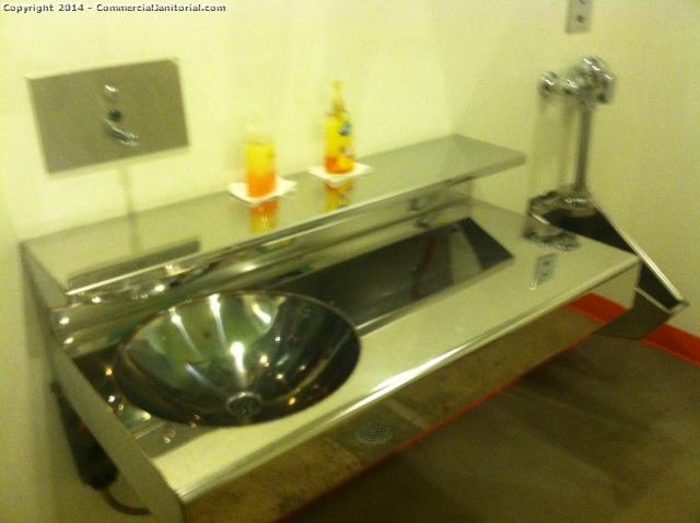 sigle stainless steel sink that is cleaned as part of an art studio janitorial service