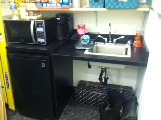These retail stores have small break rooms. We clean the sink, microwave, and mop the floor