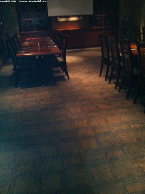 All carpet area inside of the dining room has been been cleaned 