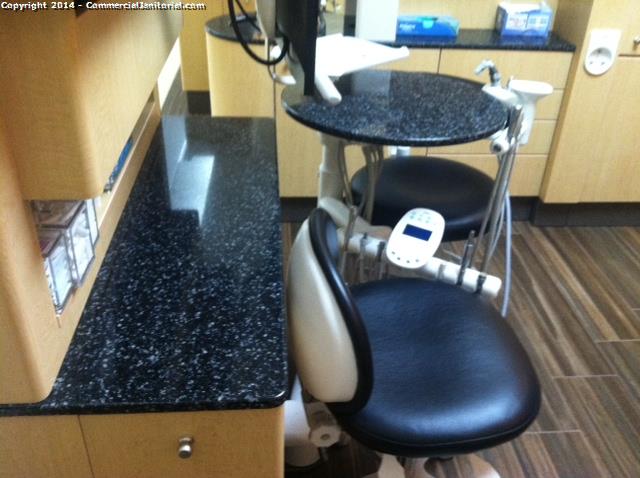 Wipe off counters
Move chairs and detail vacuum
Disinfect touch points