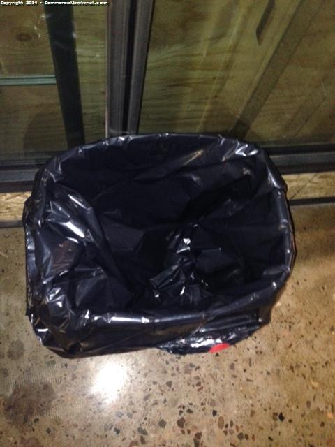 Verification that a trash bag is placed in a proper place.