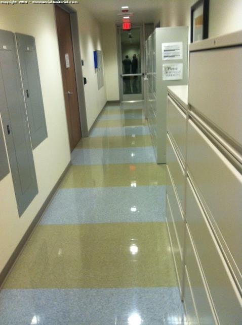 Healthcare office VCT cleaning as part of janitorial service 5 days per week