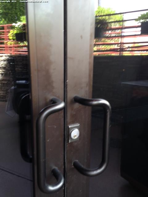 2. Remember to clean patio door. Handle and surrounding black us grease and spots. See photo.

