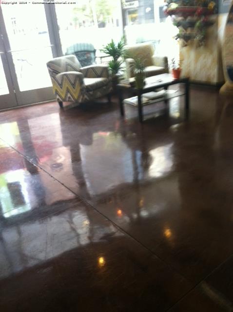All floors were swept and mopped , had a small touch up added by getting buffed and receiving a strip & wax. 