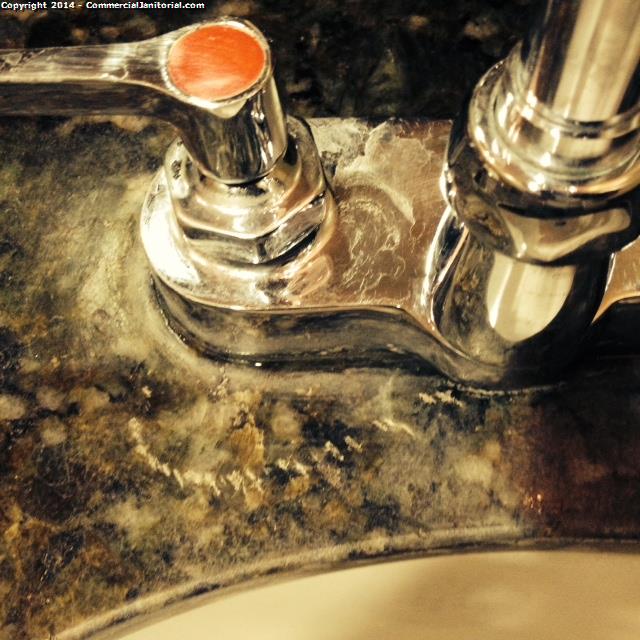 The sink Faucets were cleaned with a special cleaner to add the shine