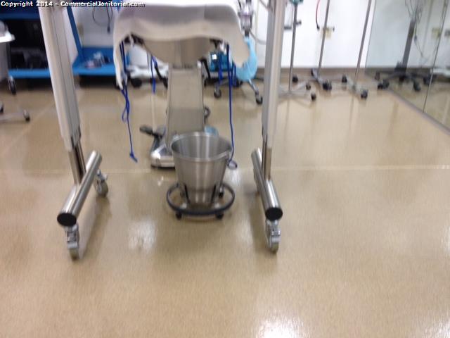 7.4.14 Shelly H.

Crew flooded the floor and disinfected equipment.  We waited the proper dwell time with solution on the surfaces and vacuumed and dried all areas.

Tom M.