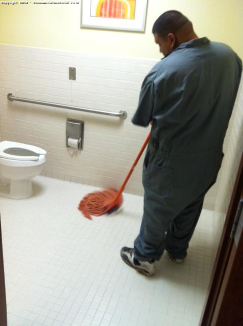 After we color sealed the grout we mop the residue.