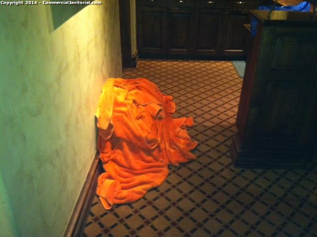  There are a lot of orange towels behind receptionist desk at MLR, cleaners left In the same spot, do we need to put in a special place? 