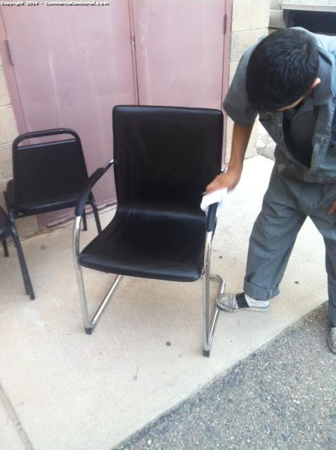Cleaning chairs as part of biohazard 