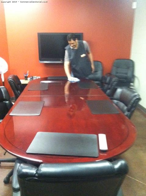 5.5.14 Laura Madrid Met cleaning crew on site to fix the issues regarding Conference Table dirty 