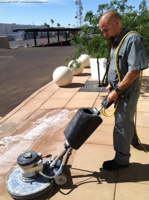 using side by side services to clean concrete 
