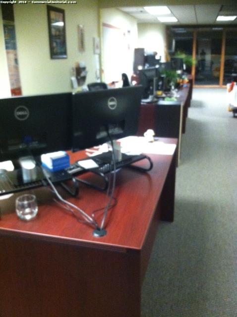 All desk were wiped down and cleaned efficiently , client was happy 
