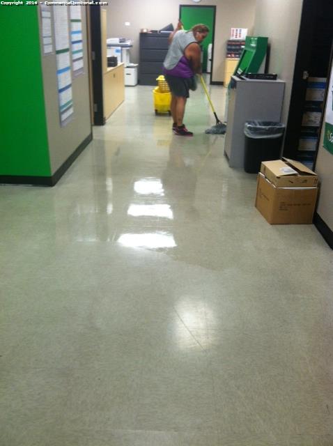 8-5-14 Claudia&Alexander performed inspection.

Crew lead was doing a great job of damp mopping the floors.  She was changing the water frequently just like she was taught in our advanced training classes.

Laurel H.