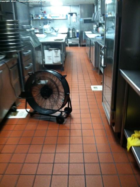 Fan used to dry kitchen floor