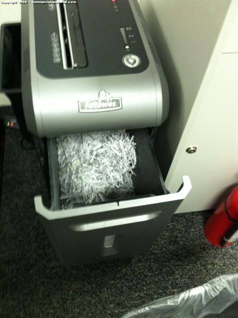 Paper shredder was full cleaner emptied it out after taking the picture 