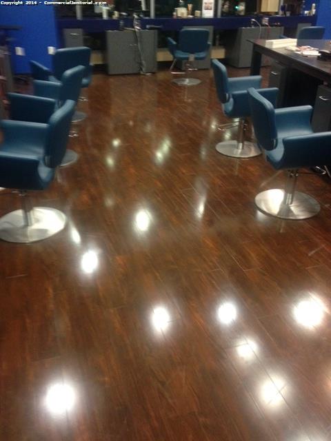 The hair salon floor was polished 