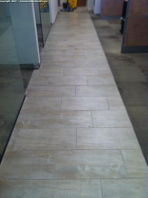 Tile floor cleaning in a bank