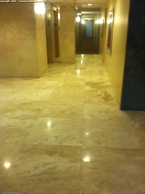  after travertine was polished in a lobby of a resort