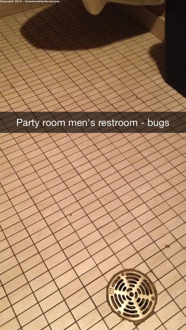 The multipurpose room small restrooms need to be swept and mopped well. There are bugs in the men