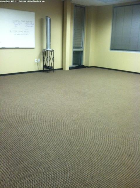 Break room was cleared out of all desk and chairs, we did a deep clean on carpet . 