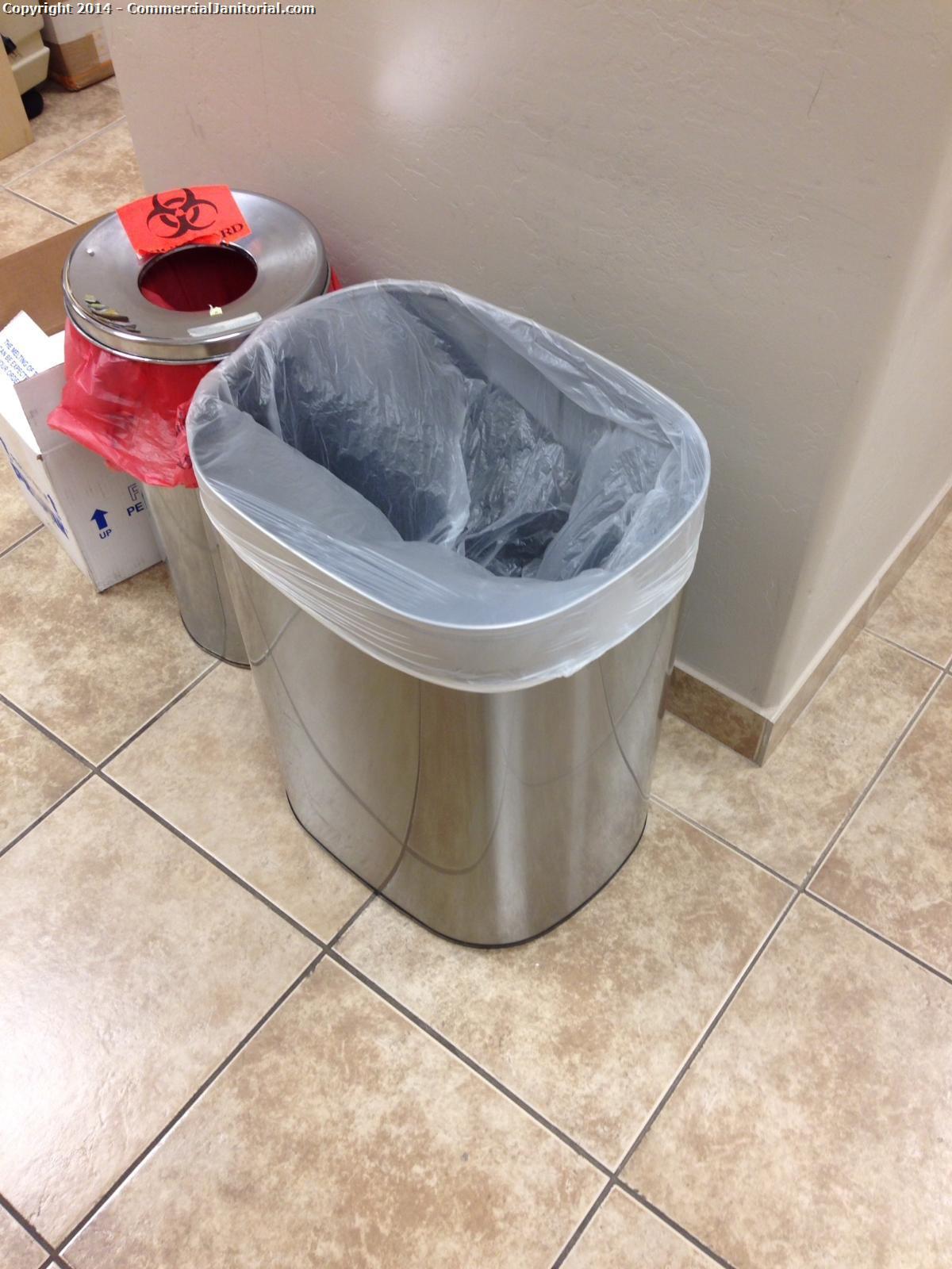 Trash bins have been changed out , and replaced with new trash liners