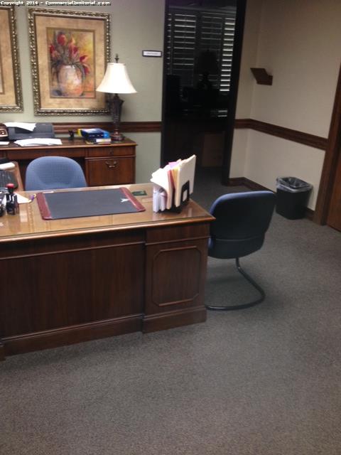 Cleaning crews sanitized and dusted the office. trash was thrown out and disinfected as well as all touch points 