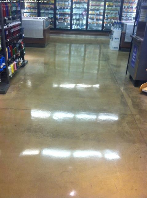 Polished concrete floor in a grocery store