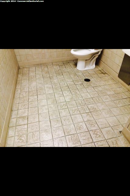 Finial report - every thing came out very good machine scrubbed both bathrooms . Also made sure they hand clean grout with viper venom and also corners and edges . Also they went back over floor with Green pad.
