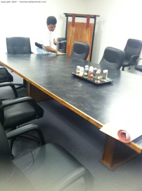 12-12-14 

Lisa A. performed inspection.

The crew did a great job of sanitizing the conference table.

The are clean and sanitized.

Nice work team!

Silvio G.