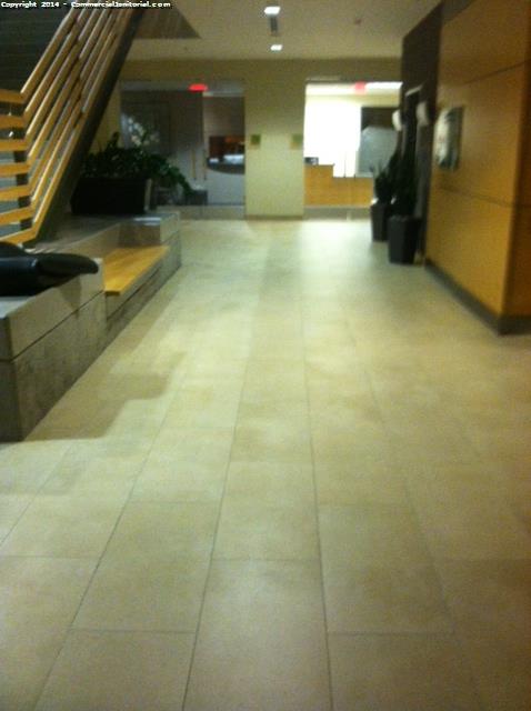 After we had began to scrub the lobby we found instant results when all soap and water was removed. 